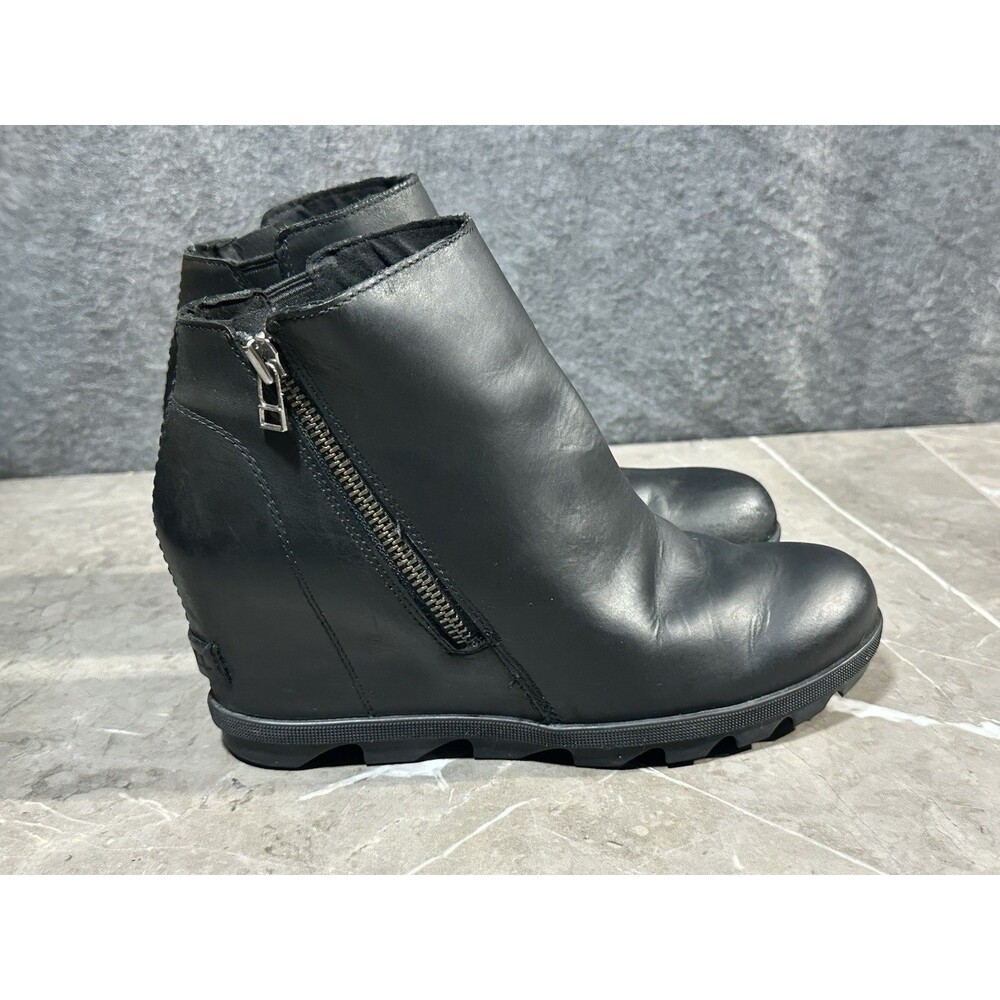 Sorel Joan of Arctic Wedge II Zip Bootie Boot Women's Black Waterproof Ankle - 9